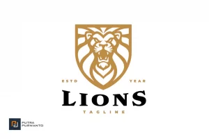 Angry Lion Shield Emblem Logo