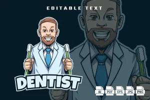 Dentist Cartoon Mascot Logo
