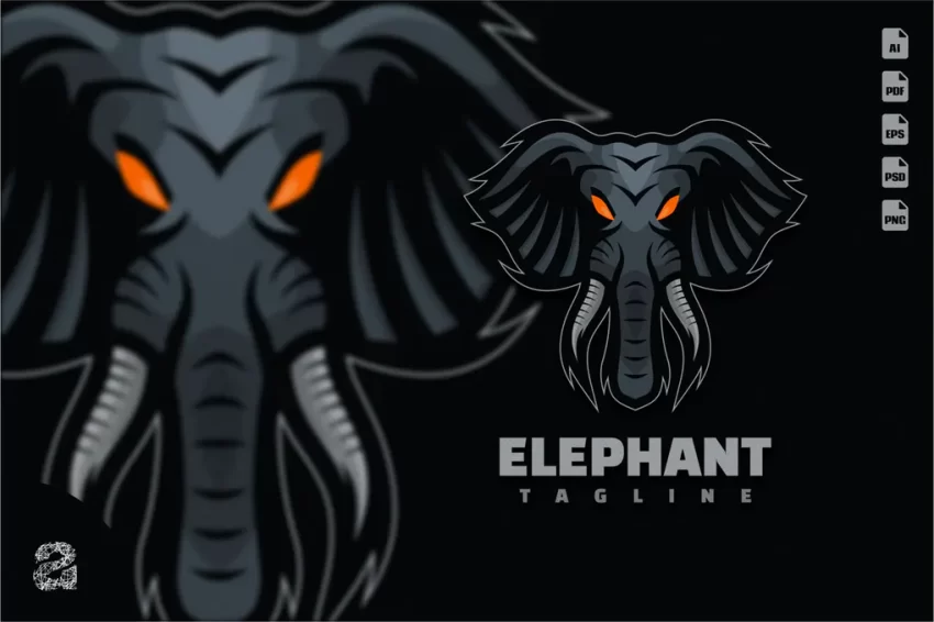 Elephant Head Character Mascot Logo