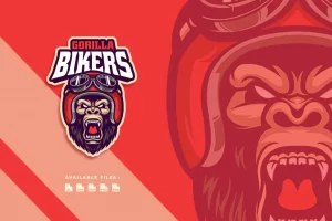 Gorilla Biker Motorcycle Character Logo