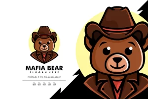 Mafia Bear Cartoon Logo