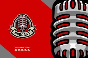 Podcast Microphone Badge Logo