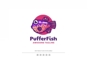 Pufferfish Simple Mascot Logo