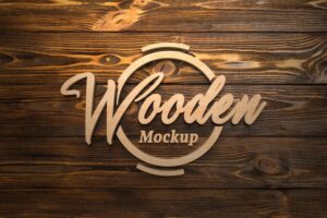 wooden logo mockup