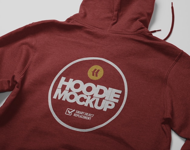 Back view of hoodie mockup isolated
