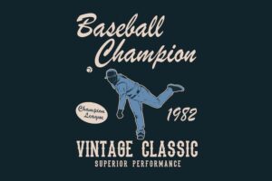 Baseball champion vintage classic silhouette design