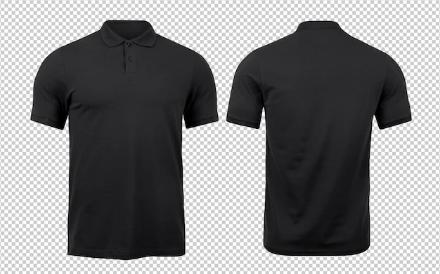 Black polo mockup front and back used as design template.