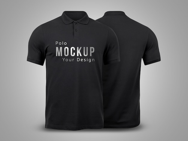 Black polo mockup front and back