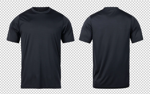 Black sport t-shirts front and back mock-up template for your design.