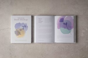 Book mockup with minimal design