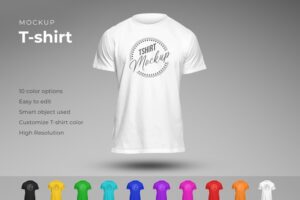 Casual t-shirt mockup in different colors