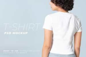 Editable basic tee psd mockup round neck women