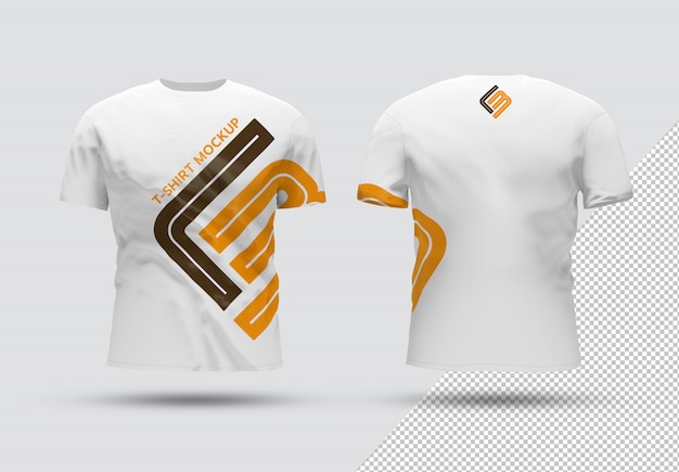 Front and back isolated t-shirt with shadow mockup