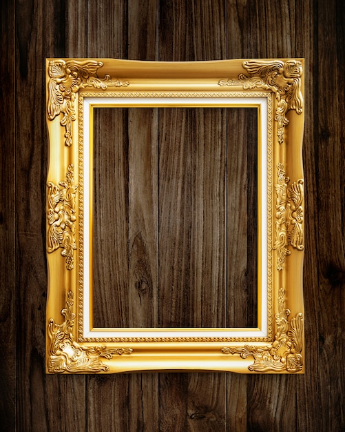 Gold picture frame mockup
