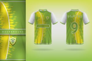 Green yellow color sports jersey t-shirt template design