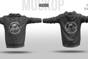 Hooded tshirt mockup front and back view