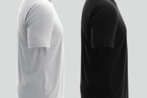 Male black t-shirt mockup side view