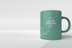 Minimal coffee mug arrangement with copy space