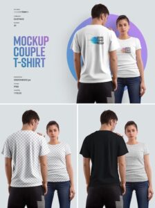 Mockup couple tshirt easy in customizing colors