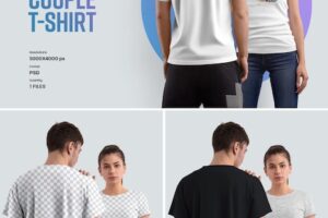 Mockup couple tshirt easy in customizing colors