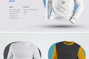 Mockups mens 3d sweatshirt.  design is easy in customizing images design (on sweatshirt, sleevs and label), color all elements sweatshirt