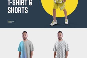 Mockups oversize t-shirt and shorts kit. easy in customizing colors all elenents t-shirt, shorts