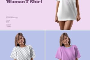 Mockups woman t-shirt oversize. design is easy in customizing images design t-shirt, nails and background.