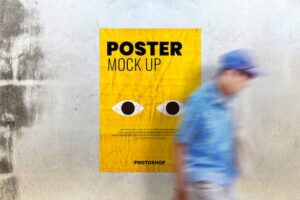 Poster mockup on old cement wall
