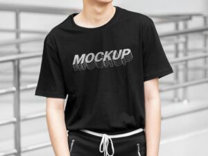 Realistic shirt mockup with model