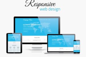 Responsive web design in modern flat vector style concept image