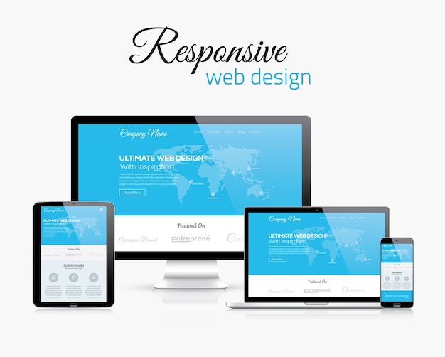 Responsive web design in modern flat vector style concept image