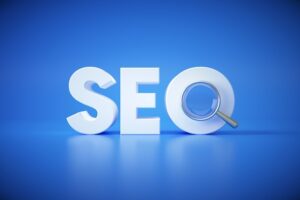 Seo search engine optimization with magnifying glass