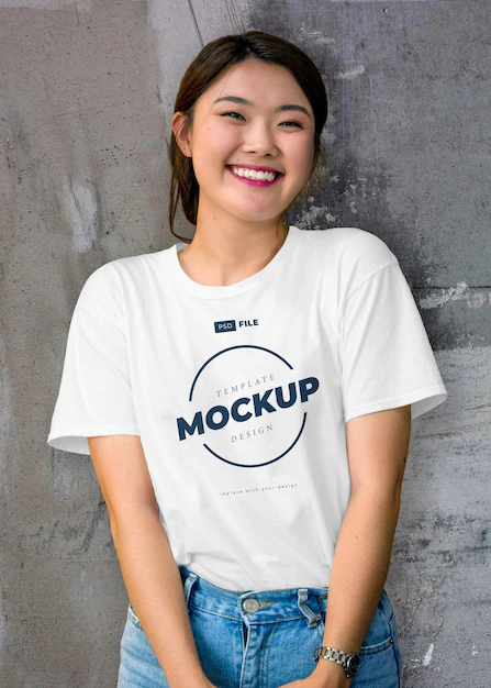 Template photography female mockup tshirt