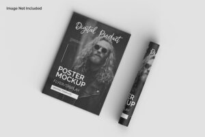 Top view realistic poster flyer mockup