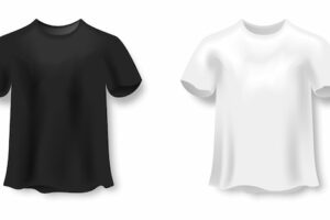 Tshirt blank 3d vector mockup black and white shirt man chest wear empty deign