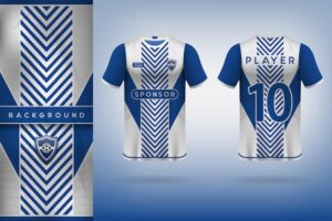 White and blue sports jersey template design