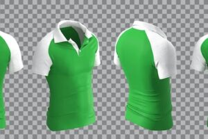 White and green male polo shirt in different view