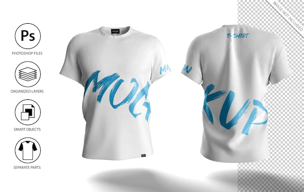 White men t-shirt mockup front and back view