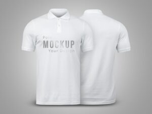 White polo mockup front and back
