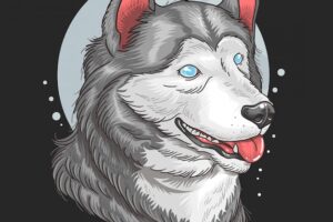 Wolf siberian huskey blue eyes artwork