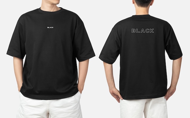 Young man in oversize t shirt mockup psd, template for your design.