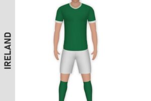 3d realistic soccer player mockup ireland football team kit tem