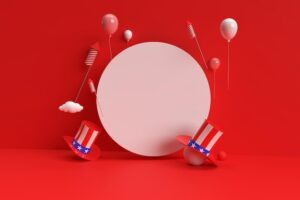 3d render scene of minimal podium scene for display products advertising design 4th of july usa independence day concept