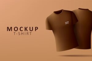 3d tshirt mockup brown realistic clothes vector illustration