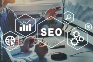 SEO Search Engine Optimization concept, ranking traffic on website, internet technology for business company