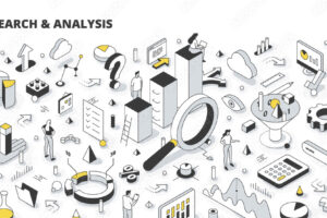 Search & Analysis Isometric Outline Illustration