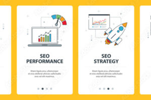 Search Engine Optimization internet banner. Vector set of banners with SEO monitoring