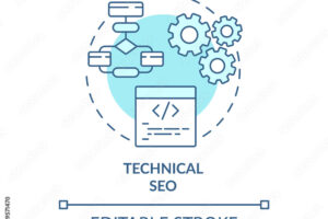 Technical SEO turquoise concept icon. Improve website code