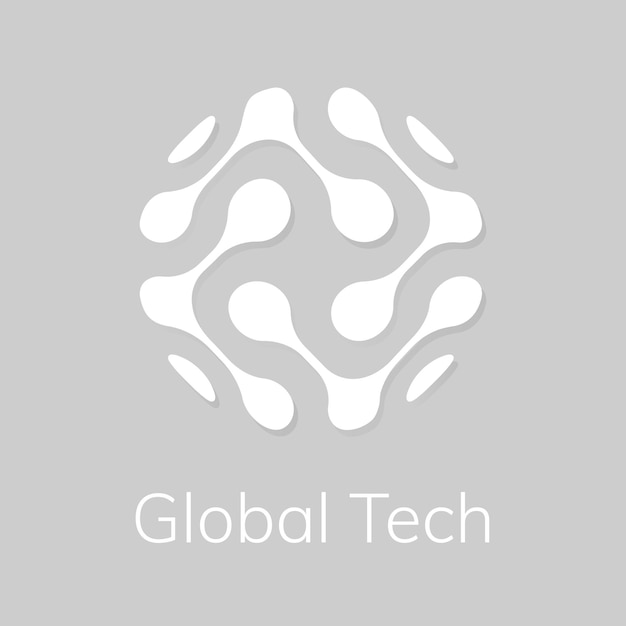 Abstract globe technology logo with global tech text in white tone