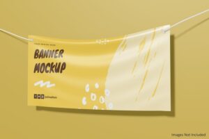 Banner mockup hanging on the wall